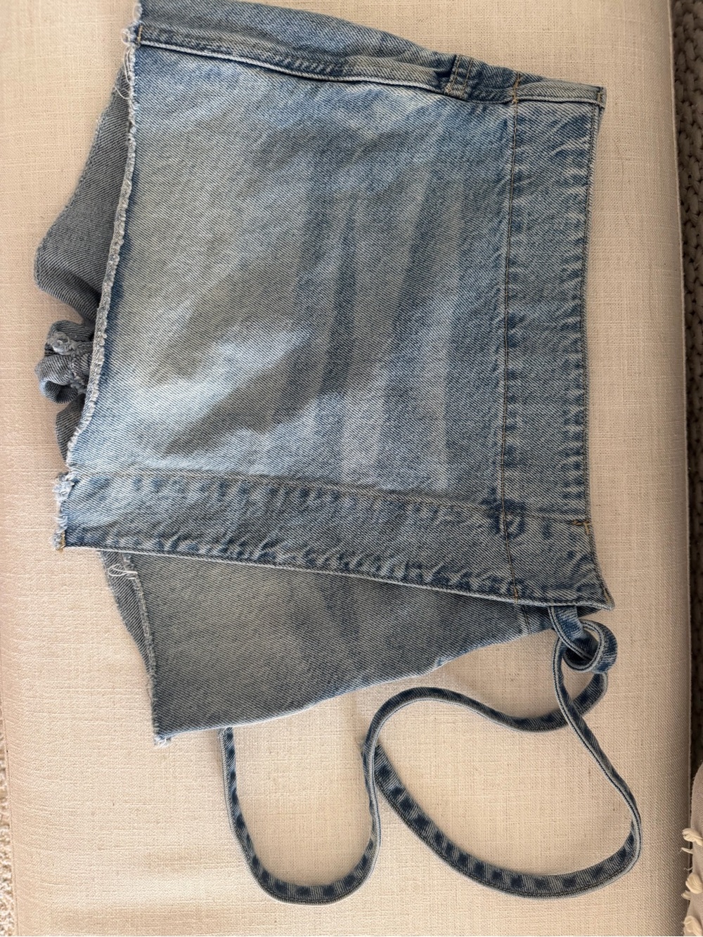 Free People Faded Blue Denim Wrap Skirt with Tie Waist